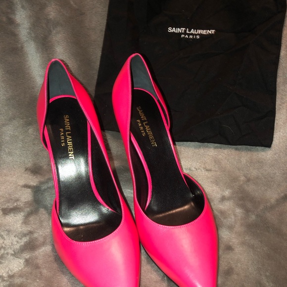 Saint Laurent Fluorescent Pink Heels - Picture 2 of 4